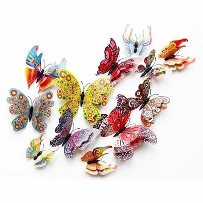 12 Pcs 3D Butterfly Wall Stickers PVC Children Room Decal Home Decoration Decor