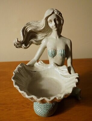 MERMAID Tealight Candle Holder Teal Figurine Nautical Beach Home Decor NEW