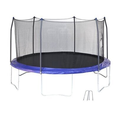 Outdoor 14&#39; Trampoline, With Enclosure and Wind Stakes, Backyard, Bright Blue