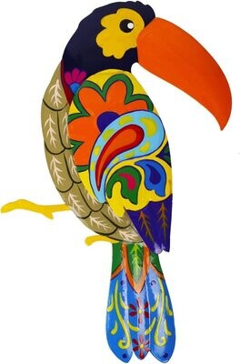 Adroiteet Large Metal Hornbill Wall Decor, Vivid Colorful Bird Art Wall Hanging for Indoor Outdoor