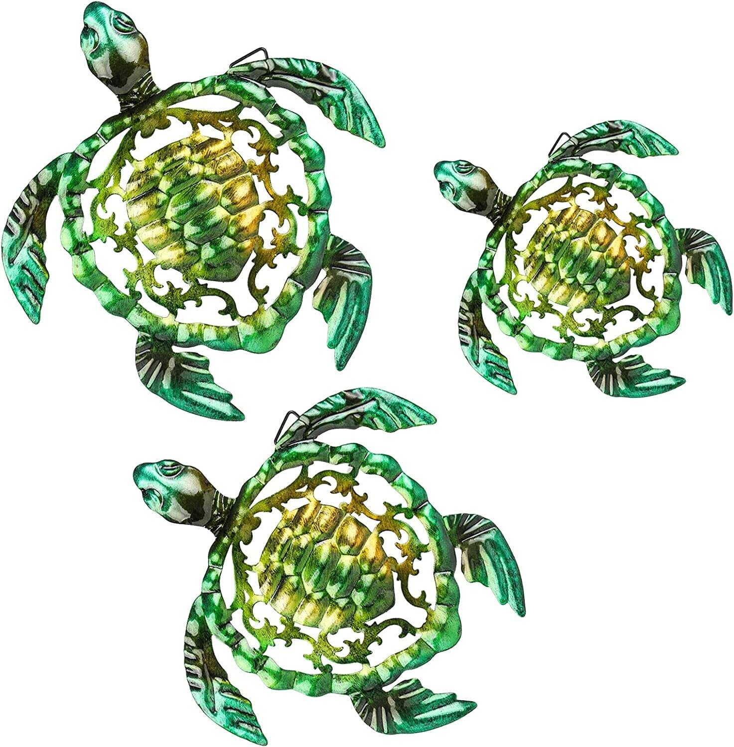 Sea Turtle Wall Metal Art Decor ,Outside Feng Shui Wall Decorations,Beach Theme for Garden Bath