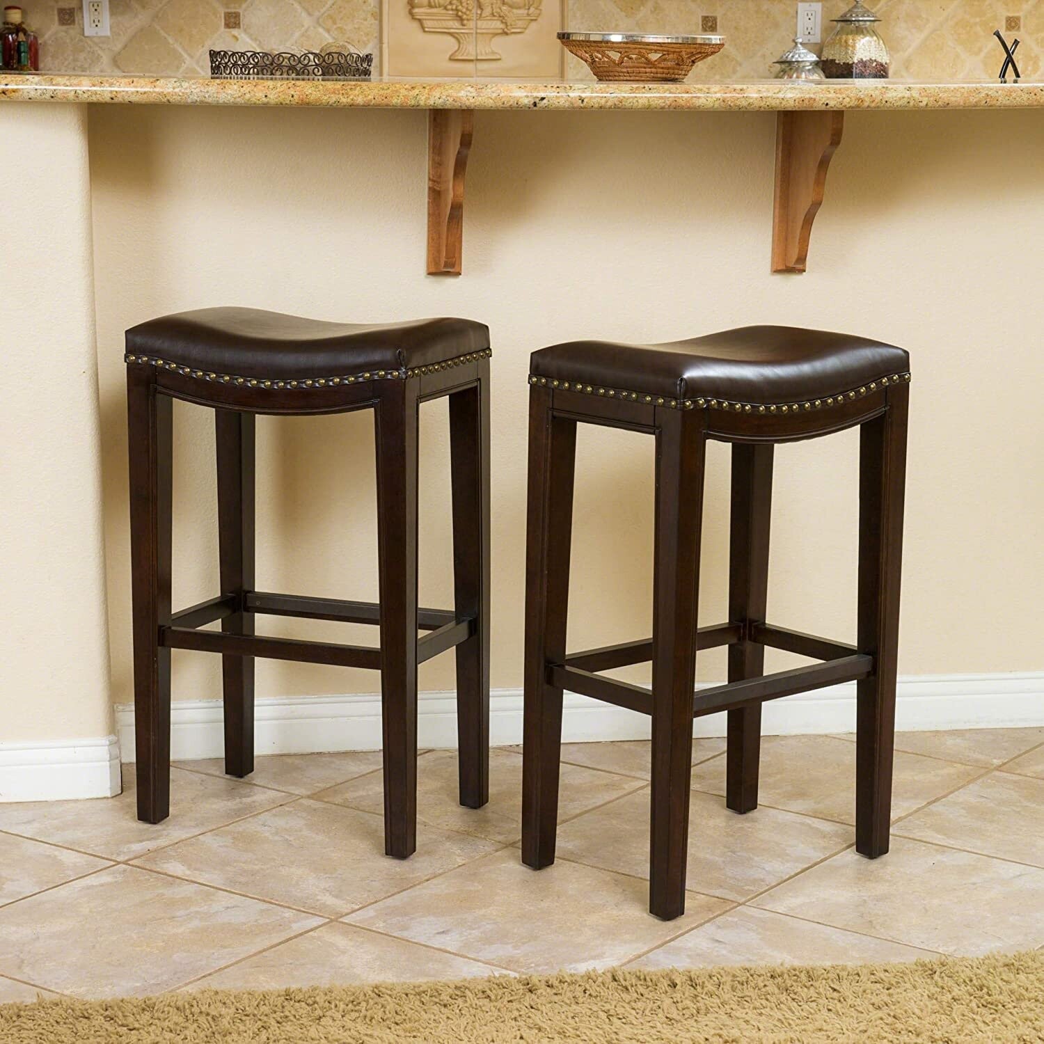Home Avondale Backless Bar Stools, 2-Pcs Set, Brown