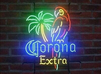 New Corona Extra Parrot Bird Left Palm Tree Neon Light Sign 17&quot;x14&quot; Man Cave