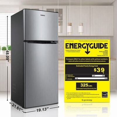 MINI FRIDGE With FREEZER 4.6 CU FT Refrigerator Two Door Compact Stainless Steel