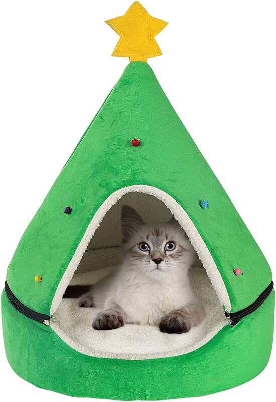 Christmas Tree Shape Pet Bed Winter Warm Dog Cat House Nest Sleep Bed Mat Kennel