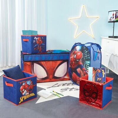 Spiderman Storage Set Toy Box Trunk Bins Hamper 5 PC Kids Hero Organizer Cubes