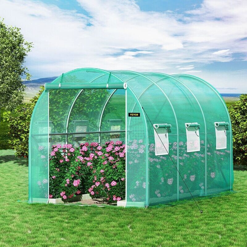 VEVOR Walk-in Greenhouse 12&#39;x7&#39;x7&#39; Hot Planter House Gardening Galvanized Frame