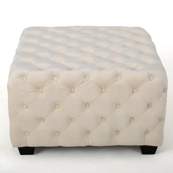 Jaymee Ivory velvet Ottoman
