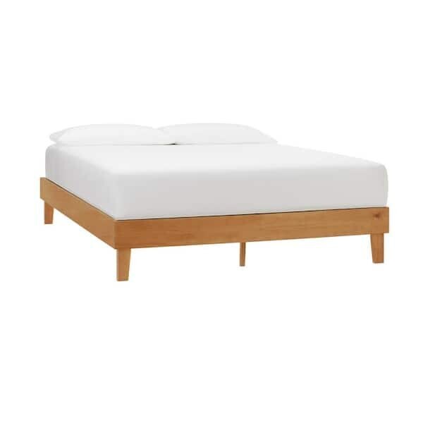 Beckdale Honey Wood Queen Platform Bed (59.57 in. W x 12 in. H)