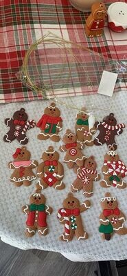 12pcs Gingerbread Man Ornaments for Christmas Tree Assorted Plastic Gingerbread Figurines Ornam