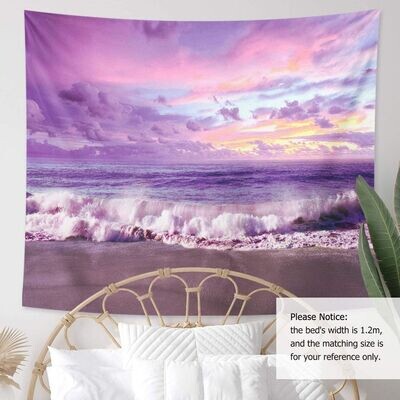 Purple Beach Tapestry Ocean Tapestry Landscape Tapestry Cloud Sunset Tapestry Scenery - 59&quot;x51&quot;