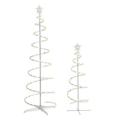 2 Warm White LED Spiral Lighted Trees Holiday Yard Decoration Christmas Decors