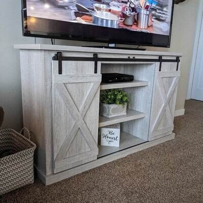 54&quot; Sliding Barn Door TV Stand Console W/Storage Shelve For TVs Up To 60 inch US