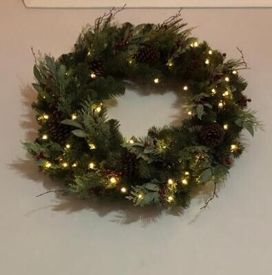36 in Prelit Woodmore Wreath Holiday Indoor Home Christmas Greenery Decoration