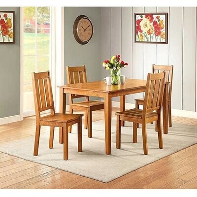 5 Piece Dining Set With 4 Chairs Solid Wood Frame Dining Room Furniture Brown