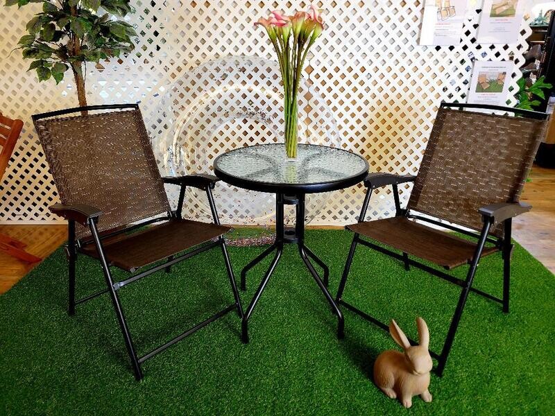 3 PCS Bistro Conversation Patio Pub Dining Set W/ 2 Folding Chairs &amp; Glass Table