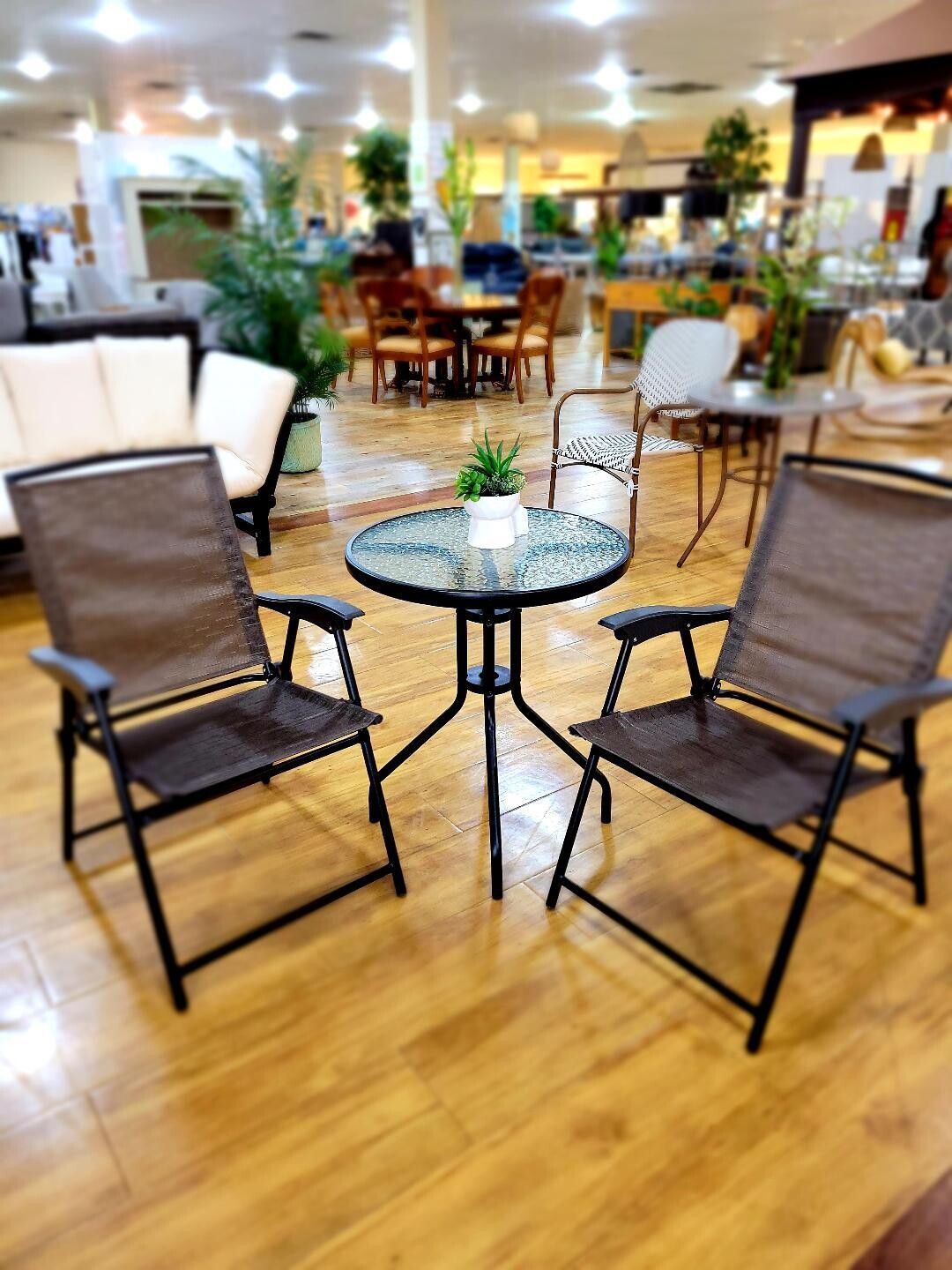 3PCS Bistro Set Conversation Set Pub Patio Outdoor w/ Folding Chairs Table