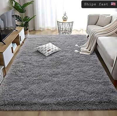Soft Grey Area Rug Shag Fluffy Rug for Bedroom 4x6 Fuzzy &amp; Shaggy Carpet