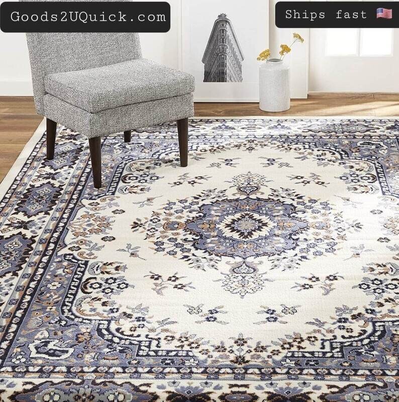 New Area Rug Living Room Floor Carpet in Porcelain 8 x 10