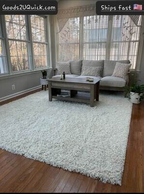Brand New Soft Touch Ivory Gorgeous Shag Area Rug 8x10 Floor Carpet