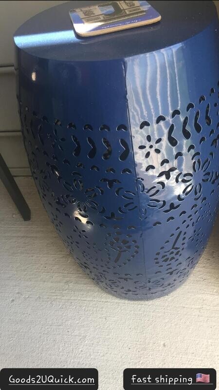 Saphire Outdoor 12&quot; Iron Side Table, Dark Blue Perfect Decoration for Backyard