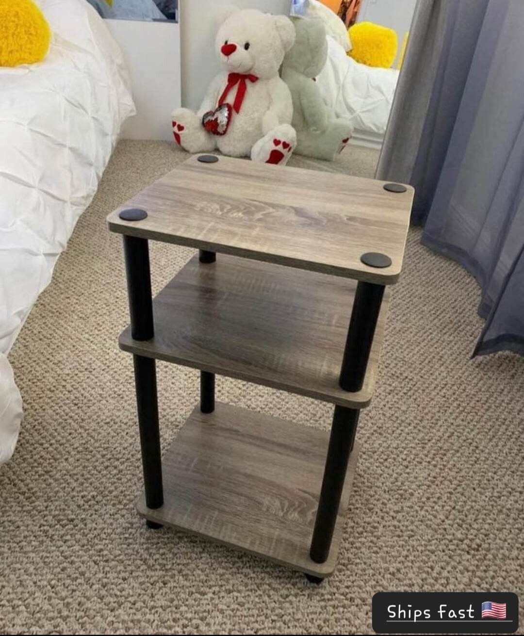 3 Tier Side Table, End Table, Nightstand, Bedside Table with no tools necessary