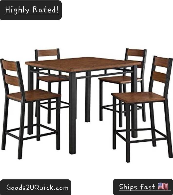 Dining Set Austen 5-Piece Counter Height Kitchen Furniture Home Vintage Oak
