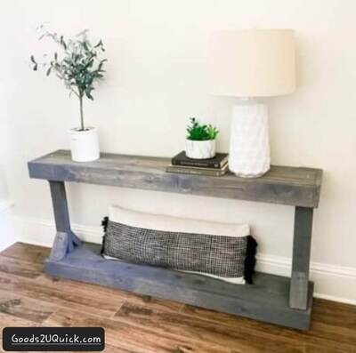 Farmhouse Console Table Narrow Accent Tables Living Entryway Hallway Solid Wood Gray SIZE L