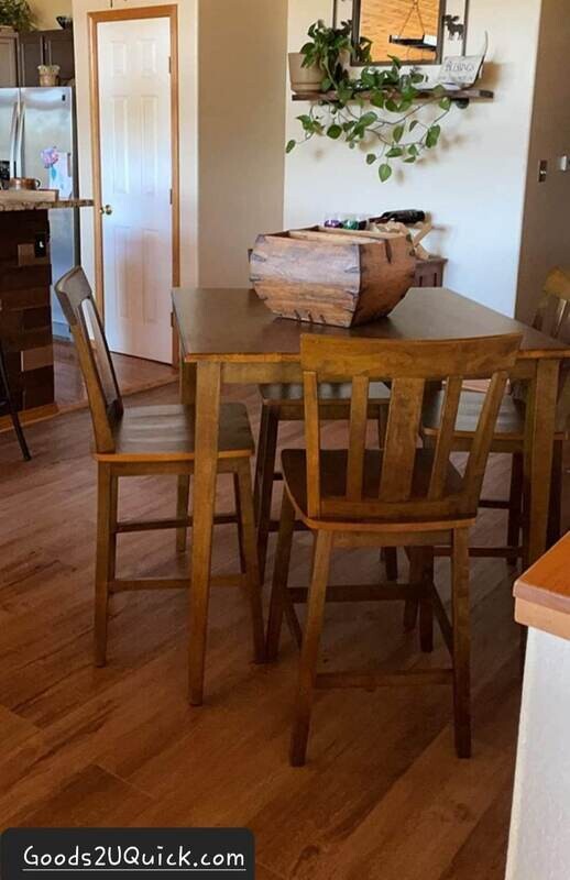 5 PC Mission Style Counter Height Dining Set Kitchen Table 4 Chairs Black Brown NEW