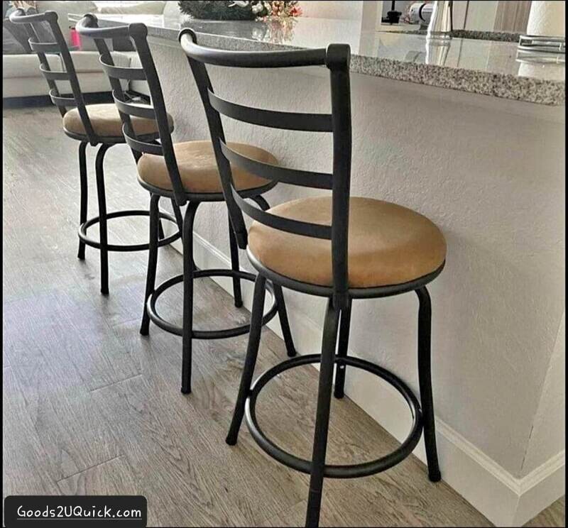 (Set of 3) Tan Microfiber seat Adjustable Height Swivel Barstools Counter Height Pub Stools