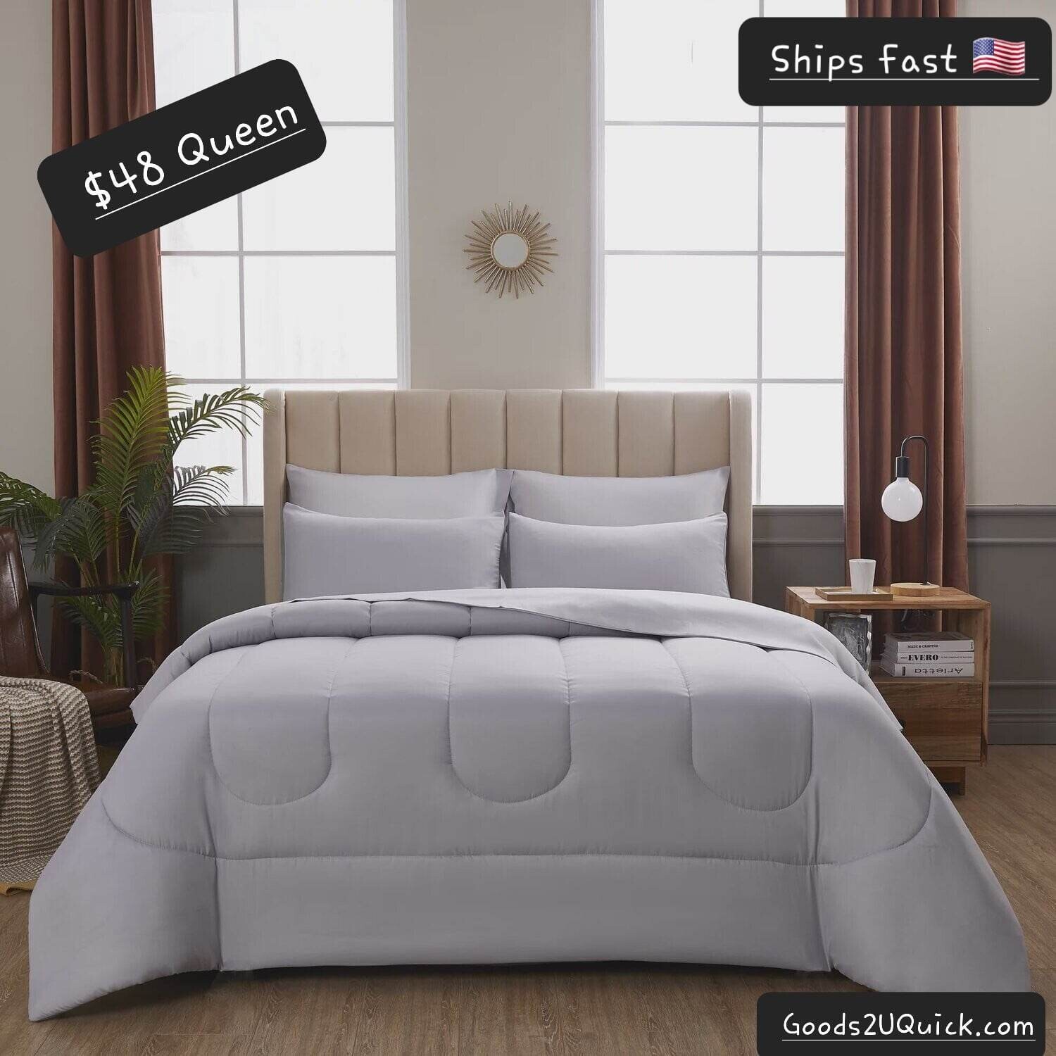Silver 8 Piece Bed in a Bag Comforter Set With Sheets, Queen