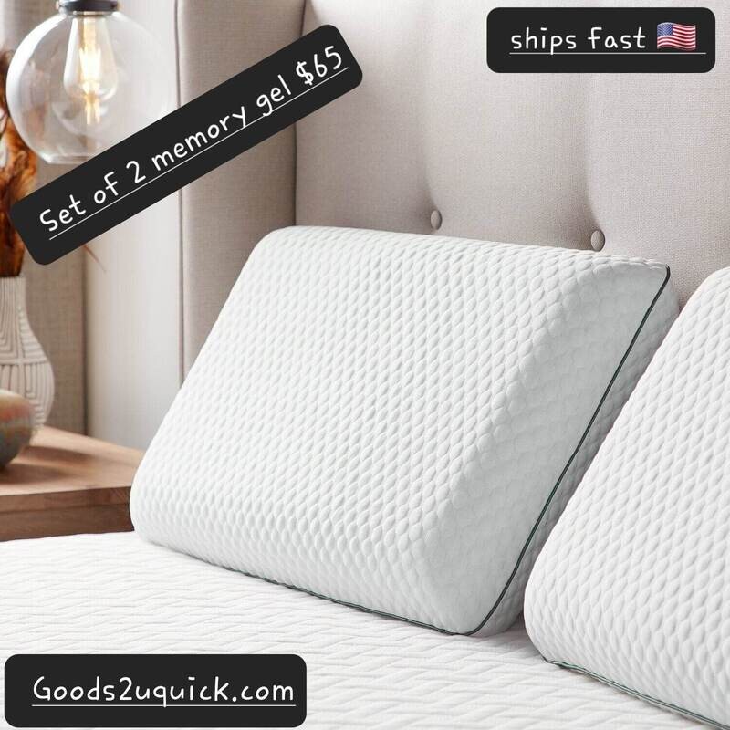 Rest Haven Gel Memory Foam Bed Pillow, Queen, 2 Pack