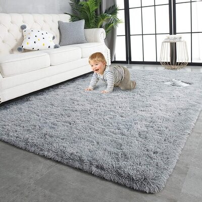 Super Soft Shaggy Rugs Fluffy Carpets, 5x8 Feet, Indoor Modern Plush Area Rugs for Living Room Fuzzy Rug, Grey
