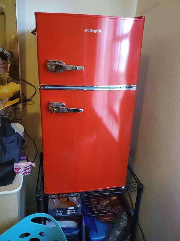 Mini Fridge with Freezer, 3.2 CU.FT Small Refrigerator with Freezer, Door Handle, Bottle Opener