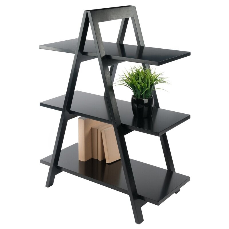 Modern 3-Tier A-Frame Display Shelf Bookcase in Black