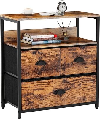 Nightstand with 3 Drawers, Small Dresser with Storage Shelf, Bedside Table/Closet Organizer