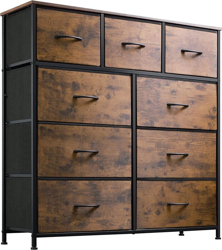 Dresser for Bedroom with 9 Drawers, Tall Chest of Drawers, Storage Tower, Organizer