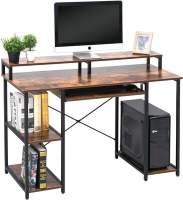 Computer Desk with Storage Shelves/23.2” Keyboard Tray/Monitor Stand Study Table for Home Office