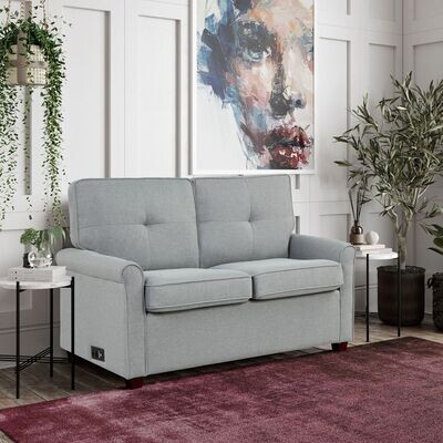 Sofa Bed Pull Out Sleeper Loveseat Couch Twin Hi Density Foam Mattress USB Gray