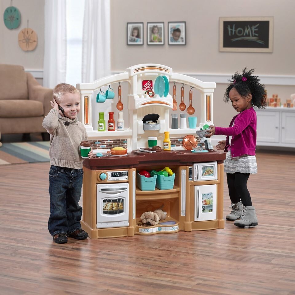 Step2 Lifestyle Custom Play Kitchen with 20 Piece Accessory Play Set in Multicolor