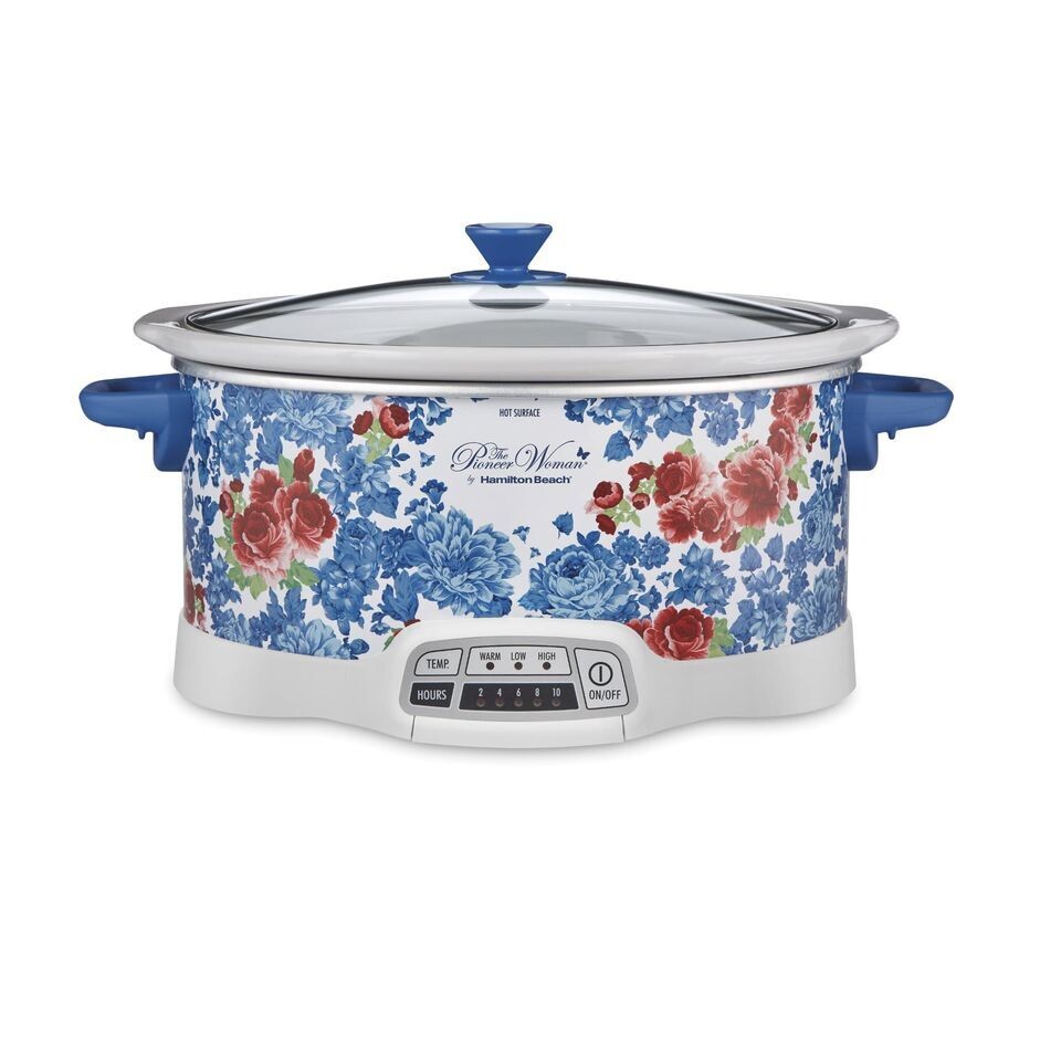 Slow Cooker Crock Pot 7 Quart Programmable Portable Pioneer Woman Frontier Rose