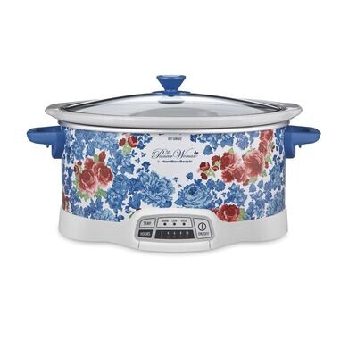 Slow Cooker Crock Pot 7 Quart Programmable Portable Pioneer Woman Frontier Rose