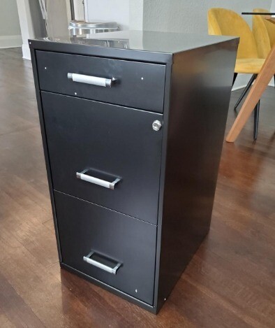 Filing Cabinet 18&quot;W, 3-Drawer Organizer File, Black