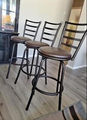 (Big Sale New) Set of 3, Swivel Bar Stools, Adjustable Height 24-29&quot; Brown, Limited Stock