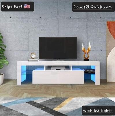 Modern TV Stand with/ LED Lights and Drawers Living Room Furniture