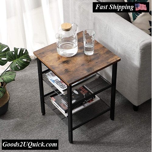 2 Side Tables Nightstands Steel Frame Bedroom Bedside Coffee TV
