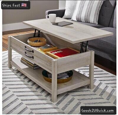 Modern Farmhouse Coffee Table Lift Top Rustic White Coffee Table