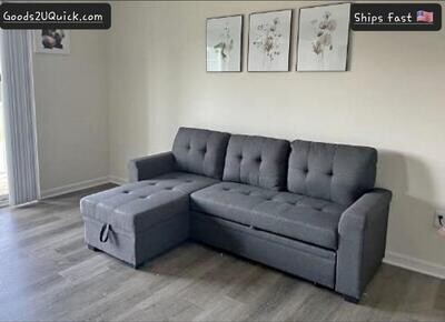 Modern Dark Gray Reversible Sectional Sofa w/ Storage Chaise for Living Room