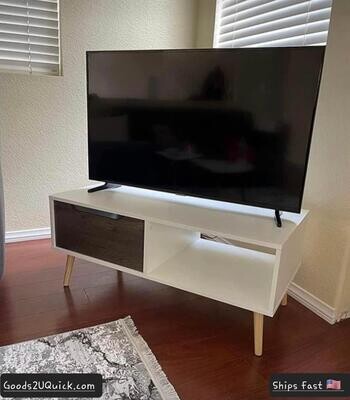 2 Tier Coffee Table for Living Room, Tv Stand with Wood Legs, Modern Table with Storage Shelf