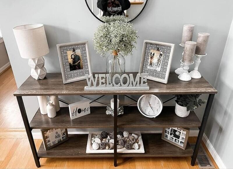 Console Sofa Table 55inch with 3 Tier Storage for Hallway Entryway, TV Stand, or Bookshelves